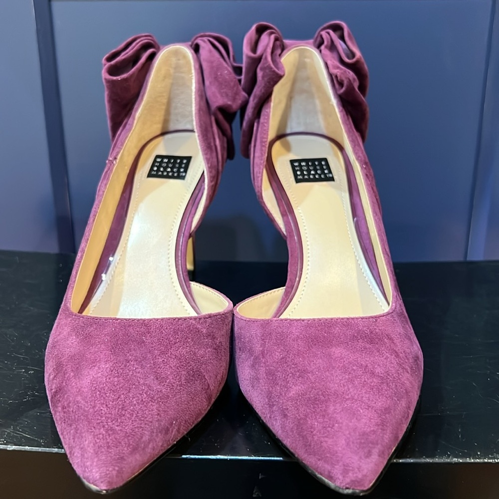 WHITE HOUSE BLACK MARKET empire plum Callie suede HH Bow Pump NIB 8.5 - Picture 5 of 9